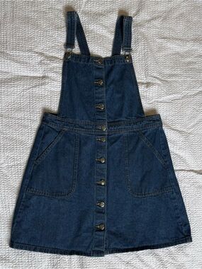 H&M Medium Blue Denim Button-Up Mini Overall Dress